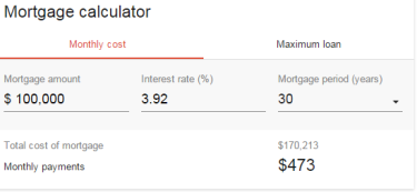 Google Mortgage Calculator
